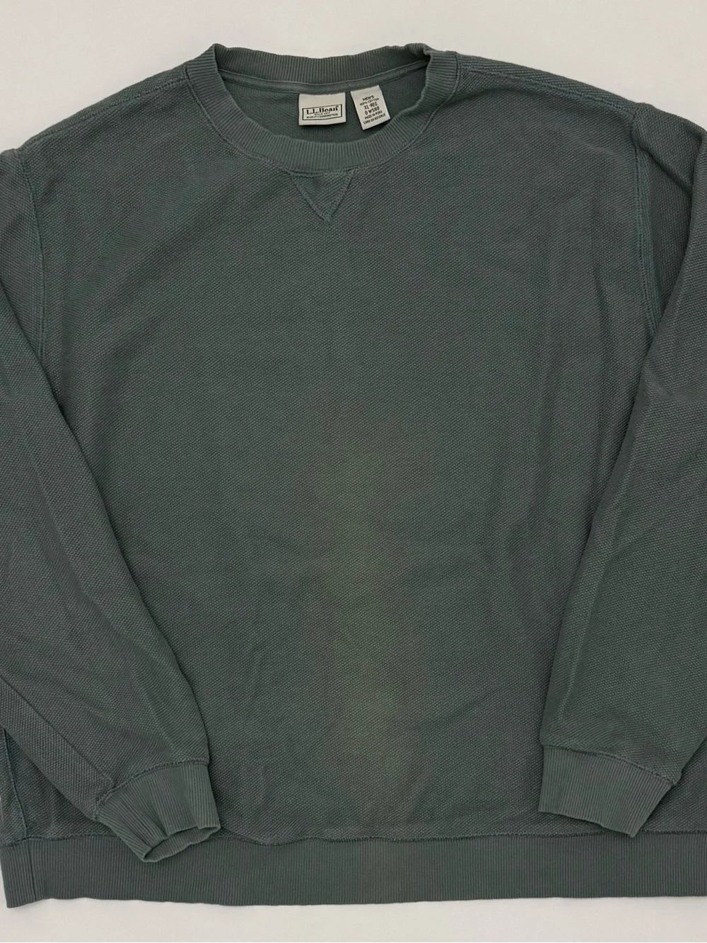 Vintage L.L. Bean Men's Crewneck Sweatshirt - Slate Green Size XL